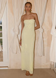 Sassafras Beaded Flower Strapless Maxi Dress Yellow