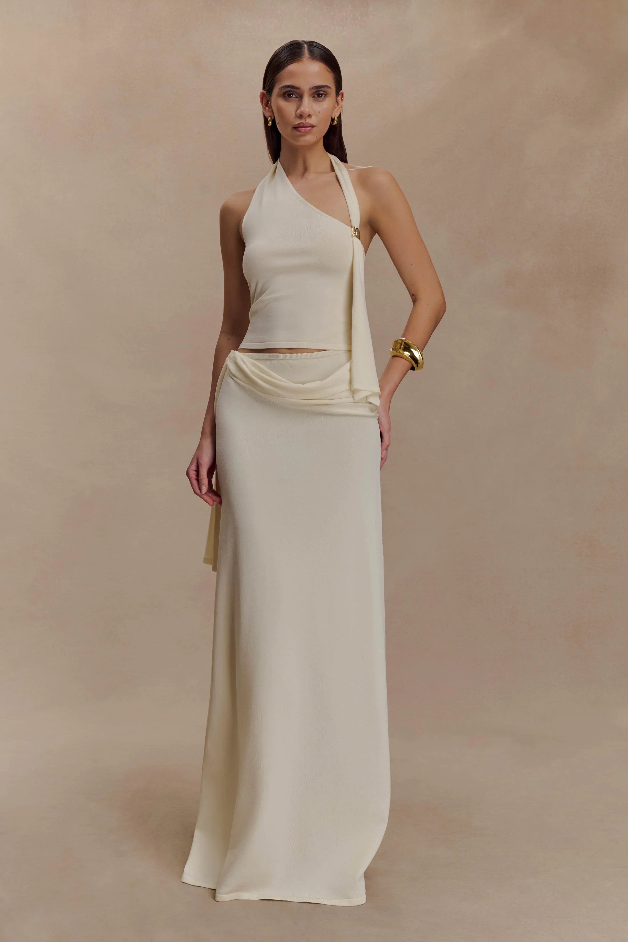 Xanthia Knit Halter Top Ivory