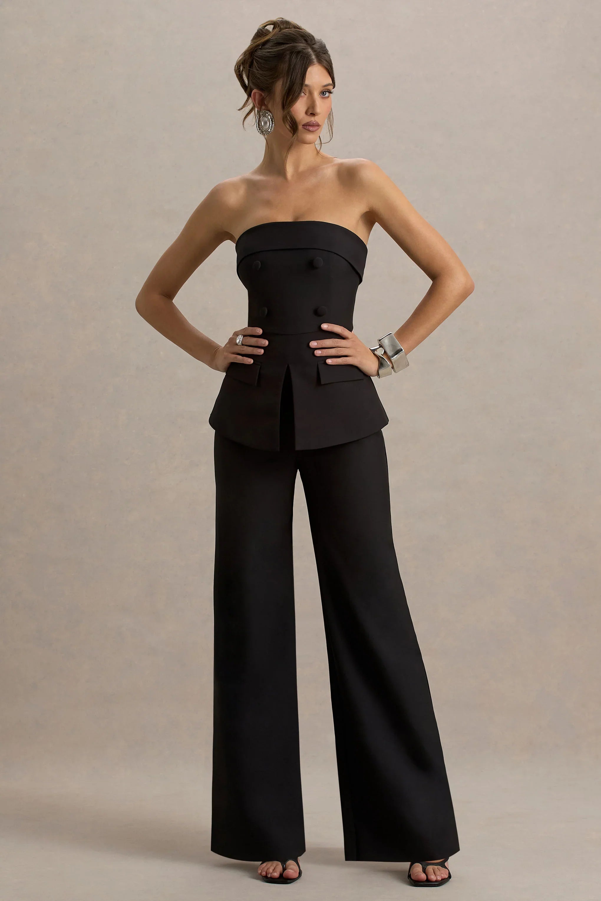 Noemi Black Bandeau Tailored Jumpsuit