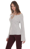 Knit Keyhole Jumper in Light Grey