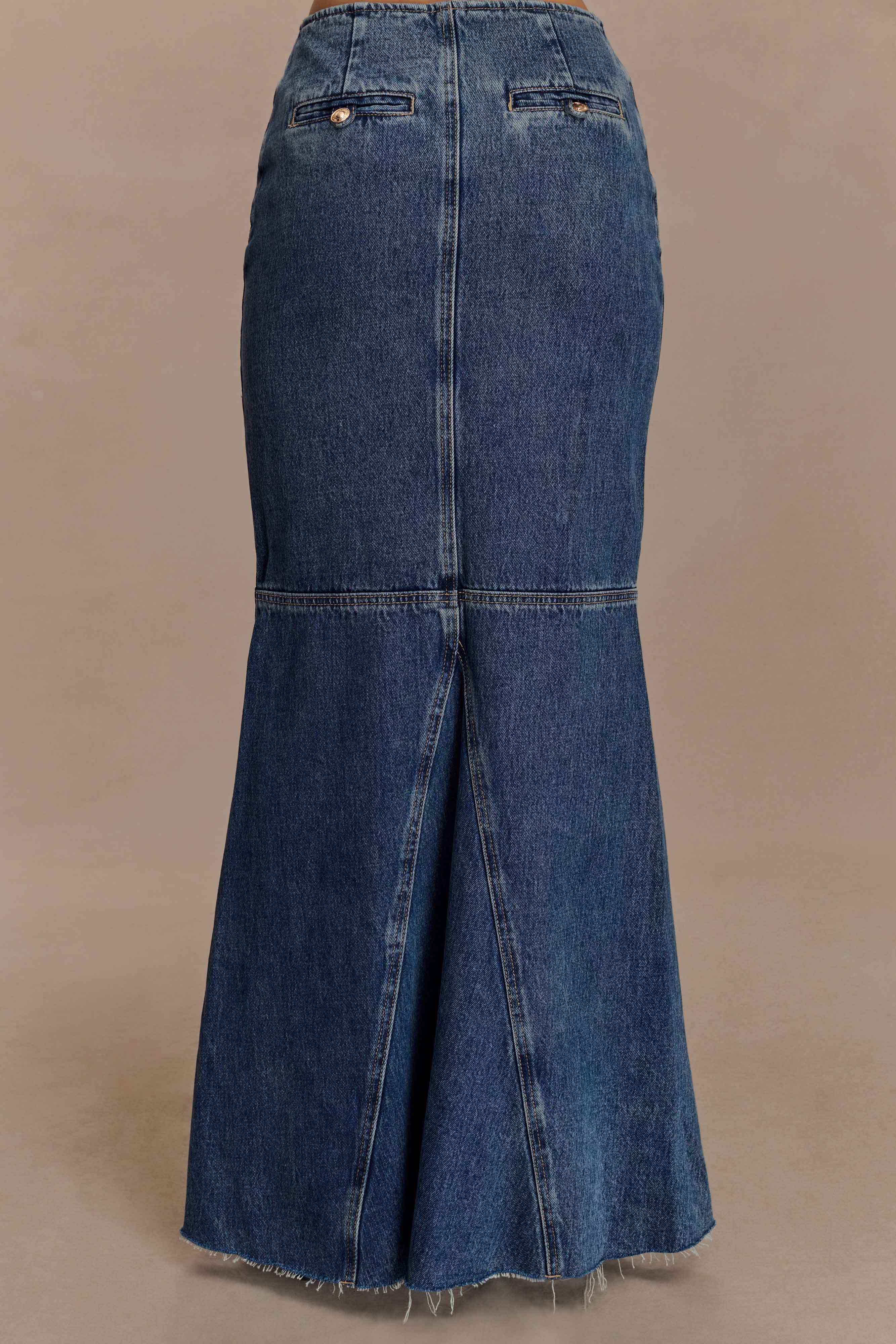 Loretta Denim Maxi Skirt Washed Dark Blue