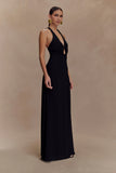 Malakhai Chiffon Halter Maxi Dress Black