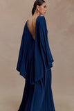 Emory Jersey Cape Maxi Dress Navy