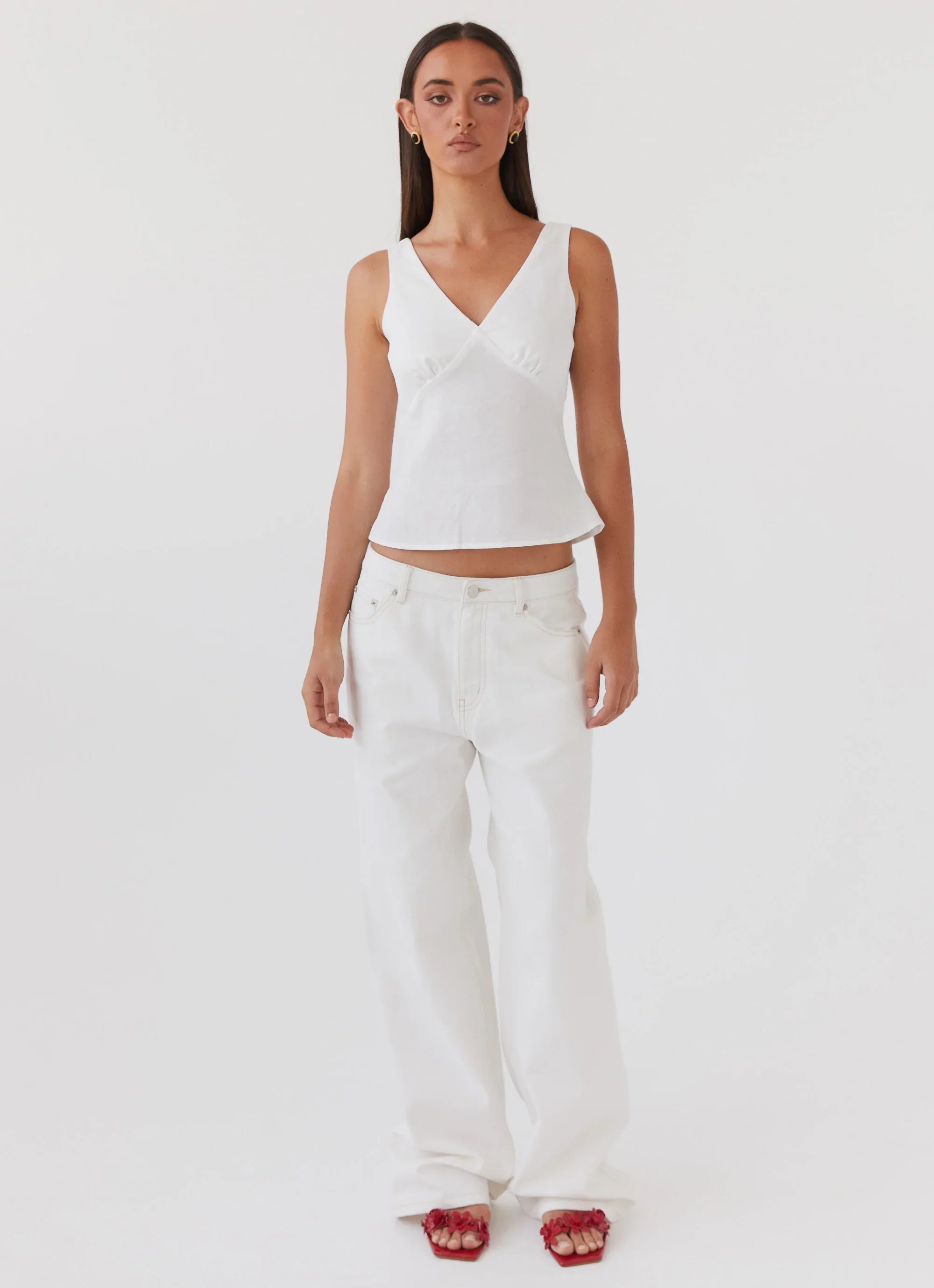 Keanna Low Rise Denim Jeans Ivory