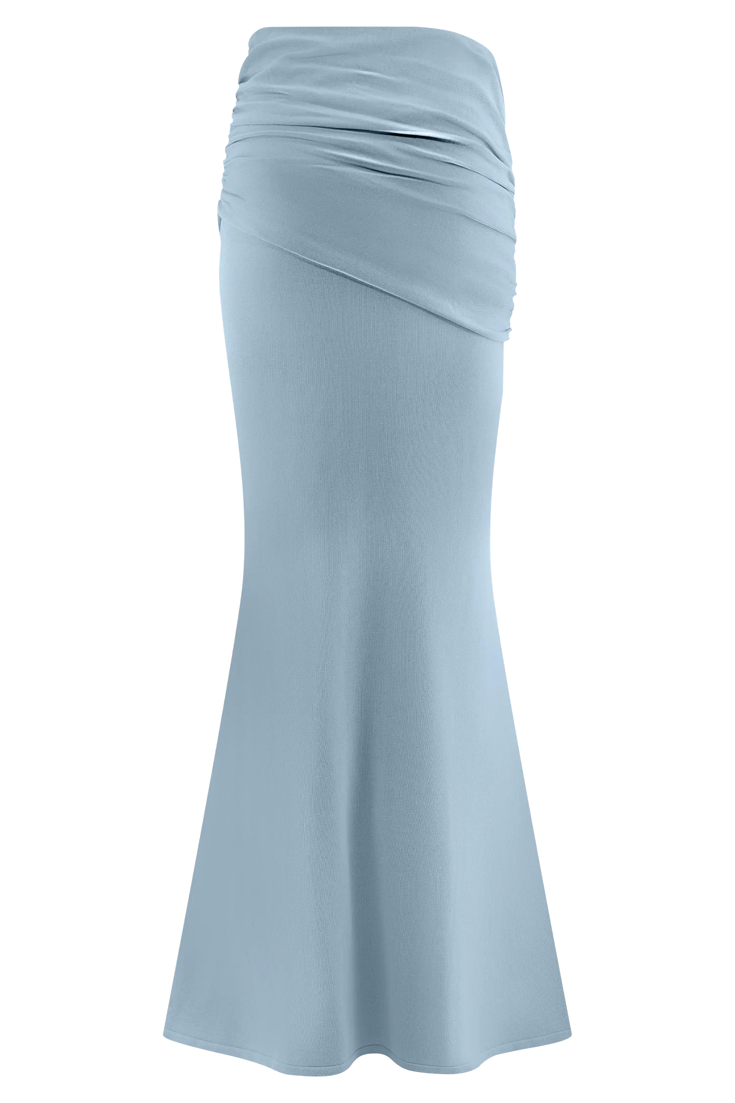 Irene Gathered Knit Maxi Skirt Blue