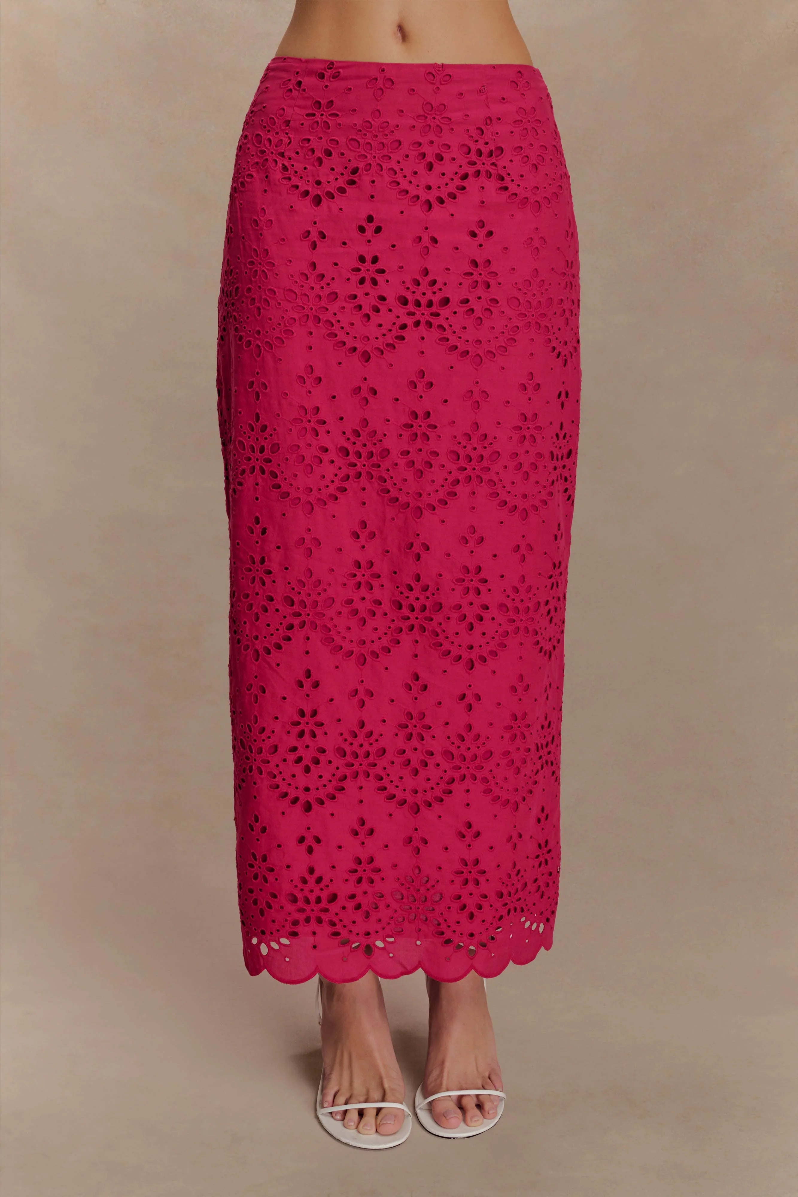 Kensley Broderie Midi Skirt Dragonfruit