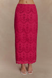 Kensley Broderie Midi Skirt Dragonfruit