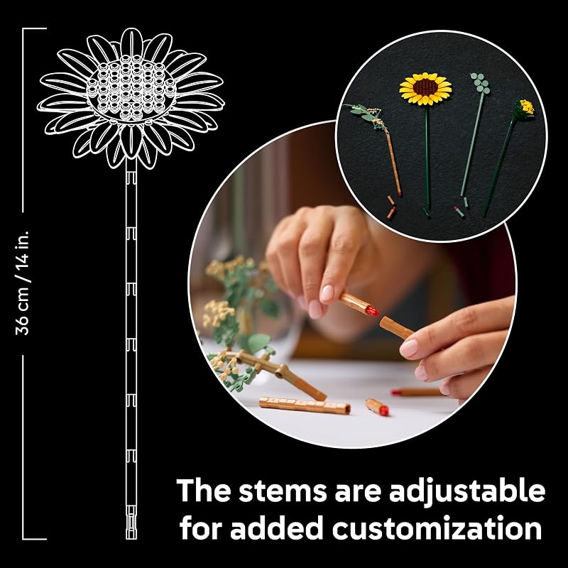 LEGO Botanicals Sunflower Bouquet Building Set for Adults Ages 18 Gift for Birthdays Artificial Flowers for Home Office Bedroom or Desk Decor 11502