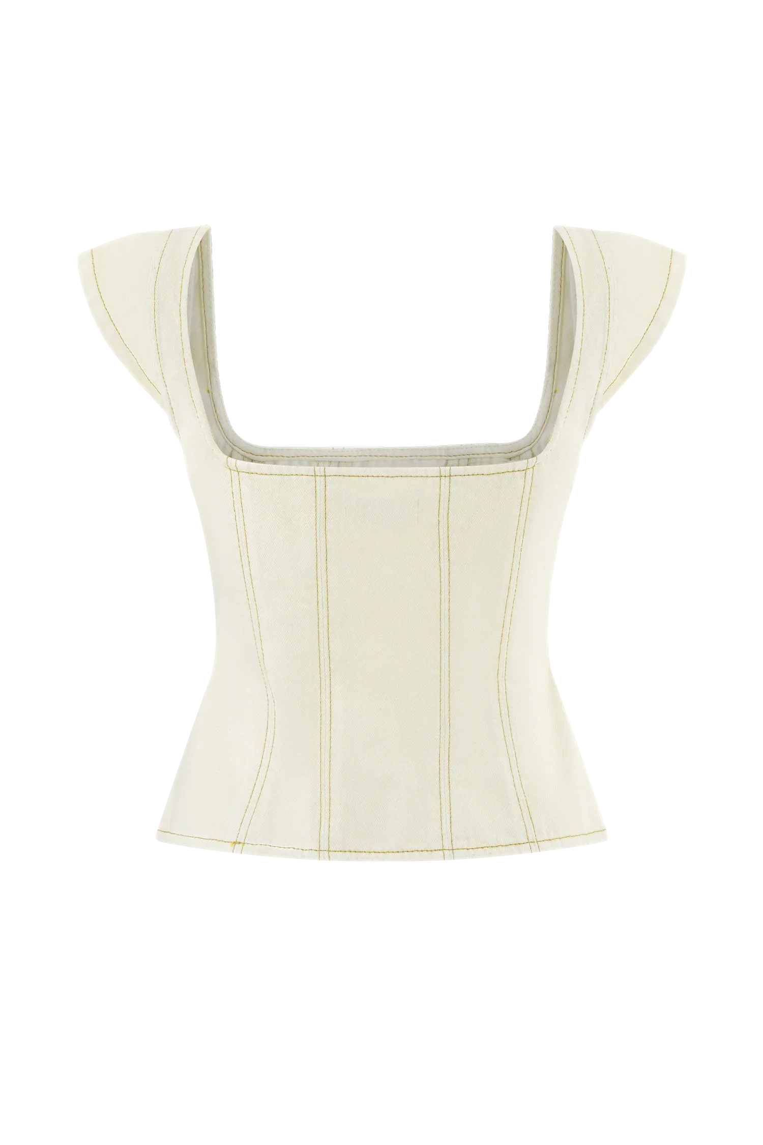 Loretta Cap Sleeve Denim Top Ecru