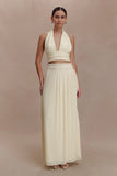 Amaris Gathered Plisse Maxi Skirt Lemon