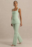 Aceline Light Green Square Neck Tailored Jumpsuit