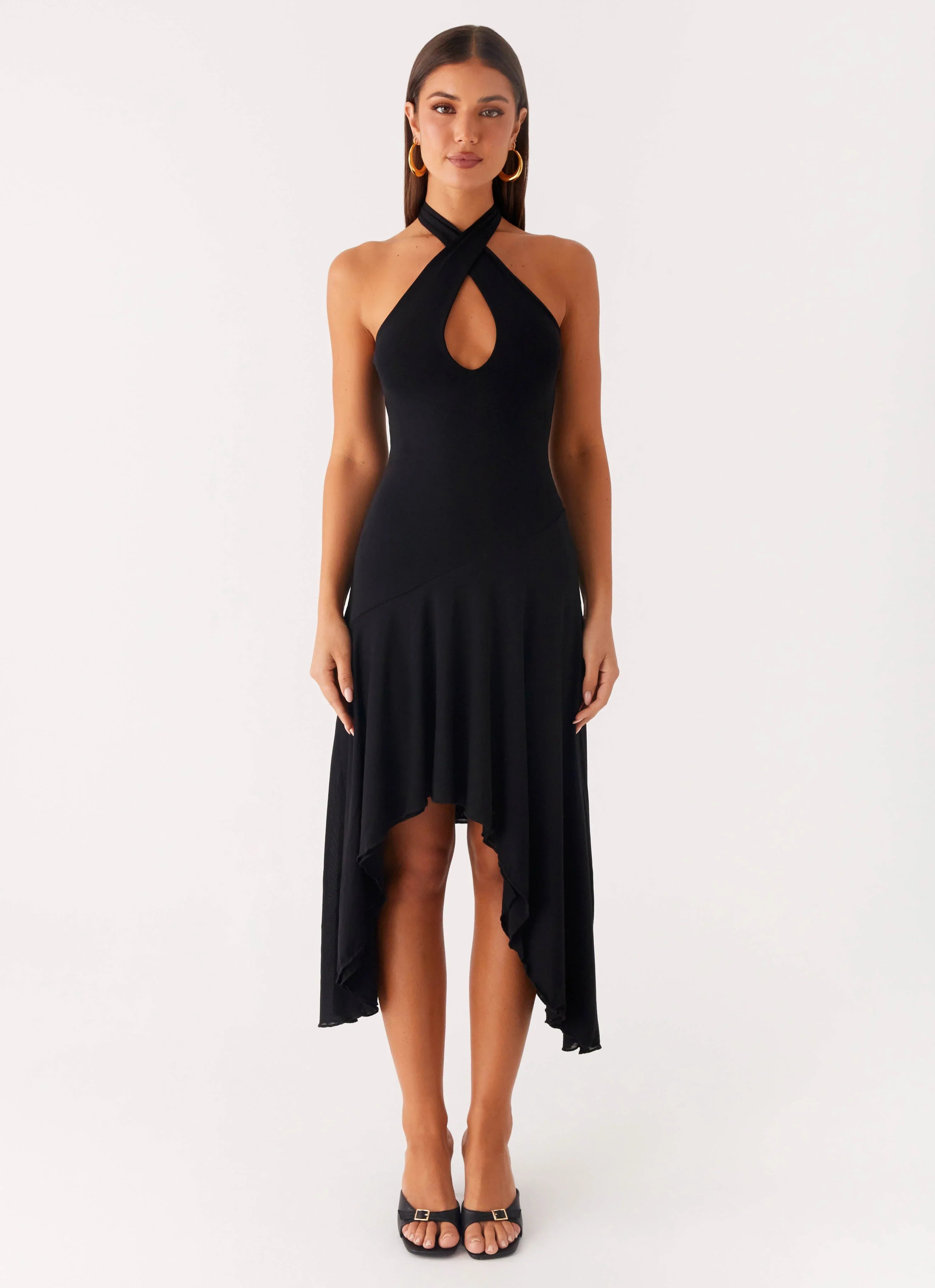 Velvet Sky Midi Dress Black