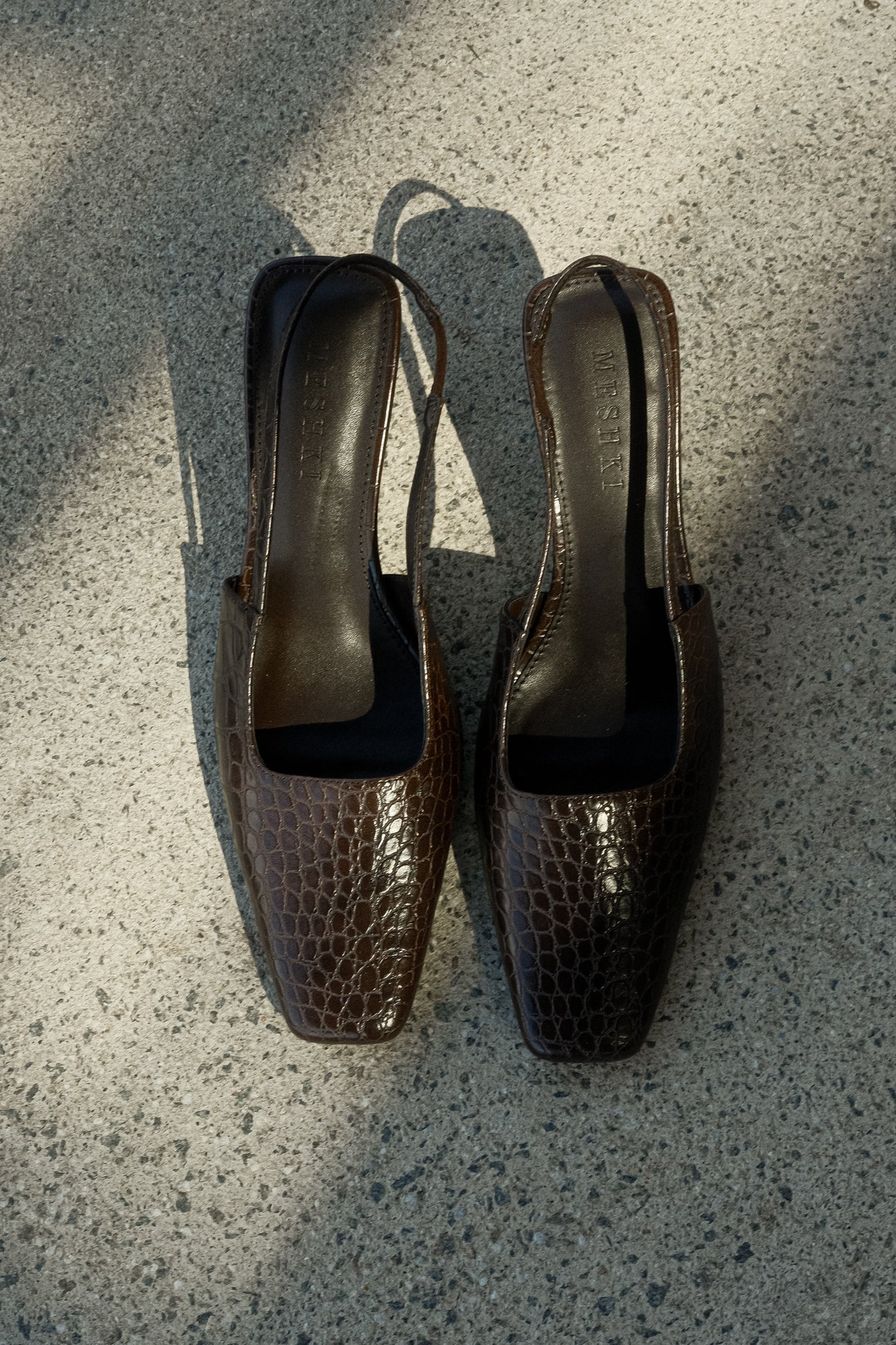 Maren Faux Leather Crocodile Heel Chocolate