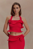 Samira Halter Knit Twist Top Red