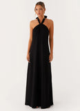 Golden Child Linen Maxi Dress Black