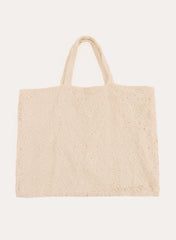 Cream Crochet Tote Beach Bag