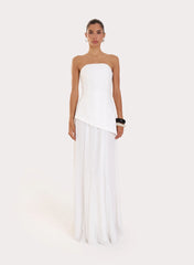 White Bandeau Asymmentric Detail Maxi Dress