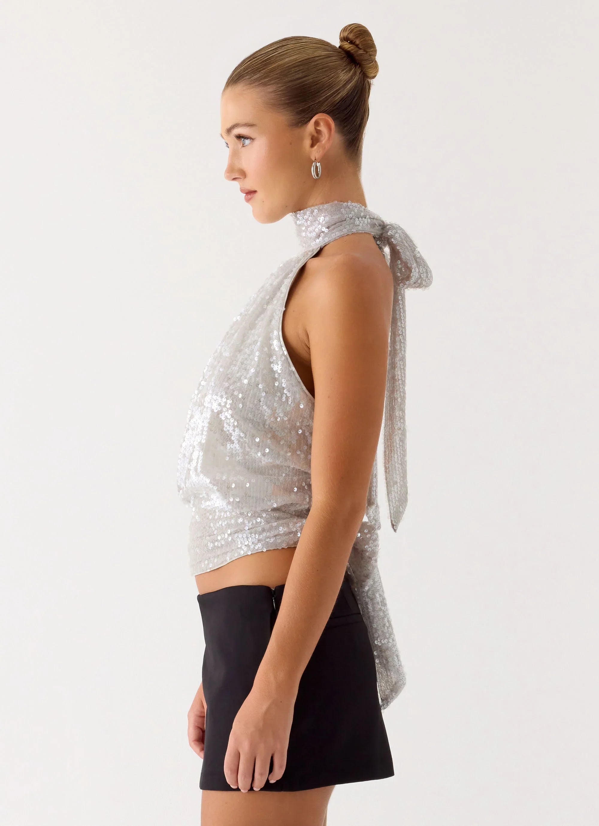 Willow Sequin Top Silver