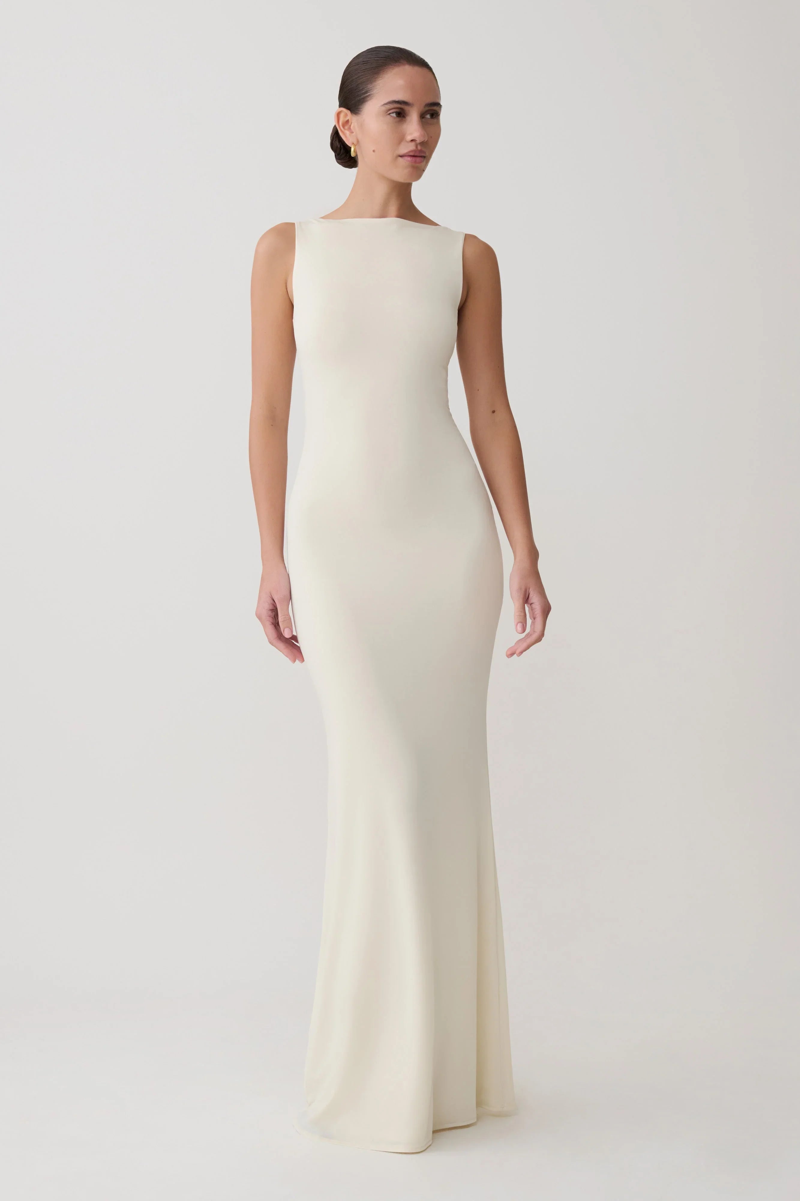 Tarna Sleeveless Slinky Maxi Dress Bone