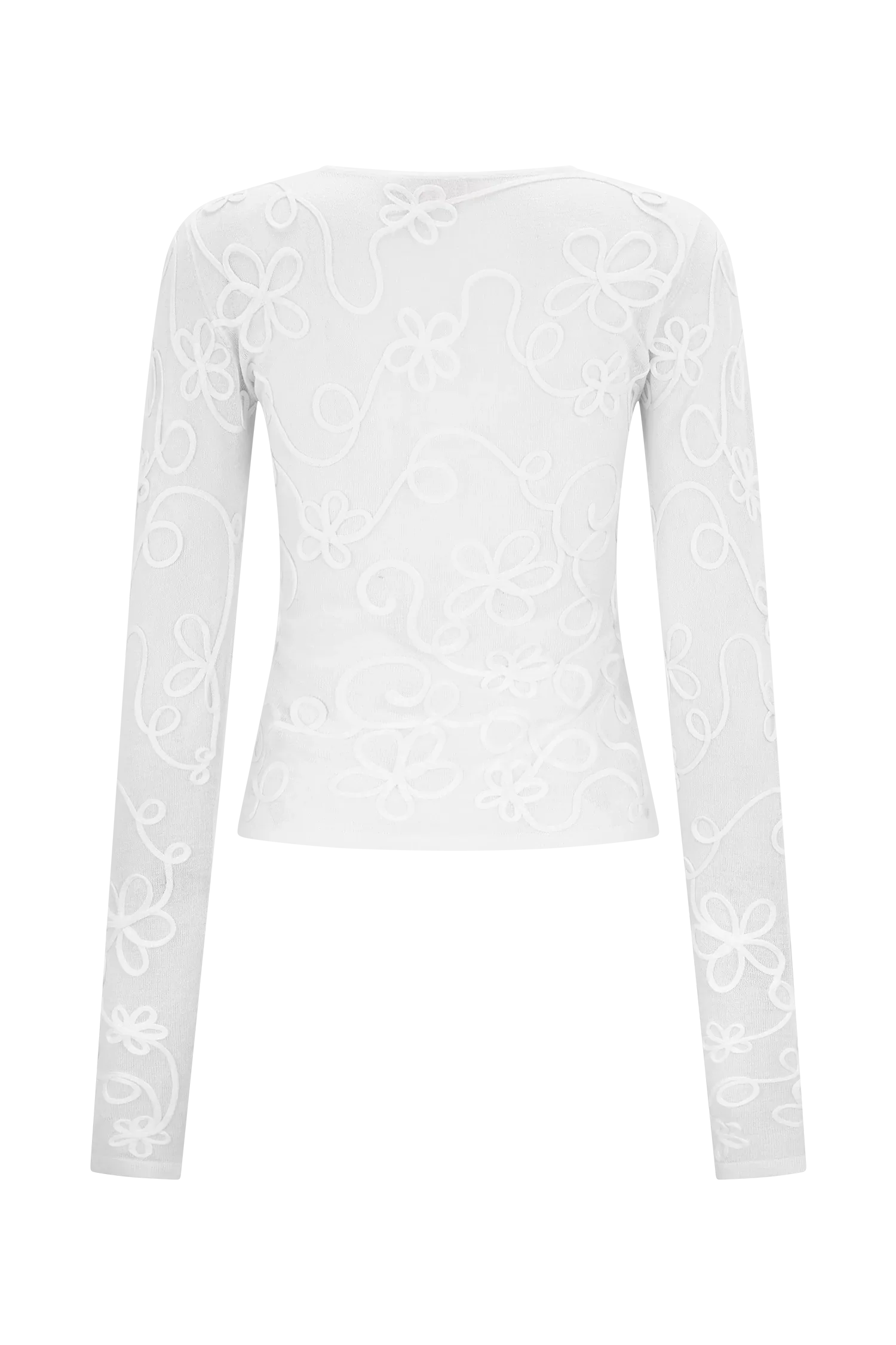 Omari Embroidery Long Sleeve Knit Top Ivory