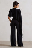 Reserve Black Wide Leg Jumpsuit With Asymmetric Cape