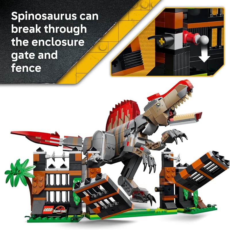 LEGO Jurassic World Spinosaurus Dinosaur Escape 77982 Building Toy for Boys Girls Ages 9 Dinosaur Toy Playset for Kids Pretend Play 820 pieces Gift for Birthdays