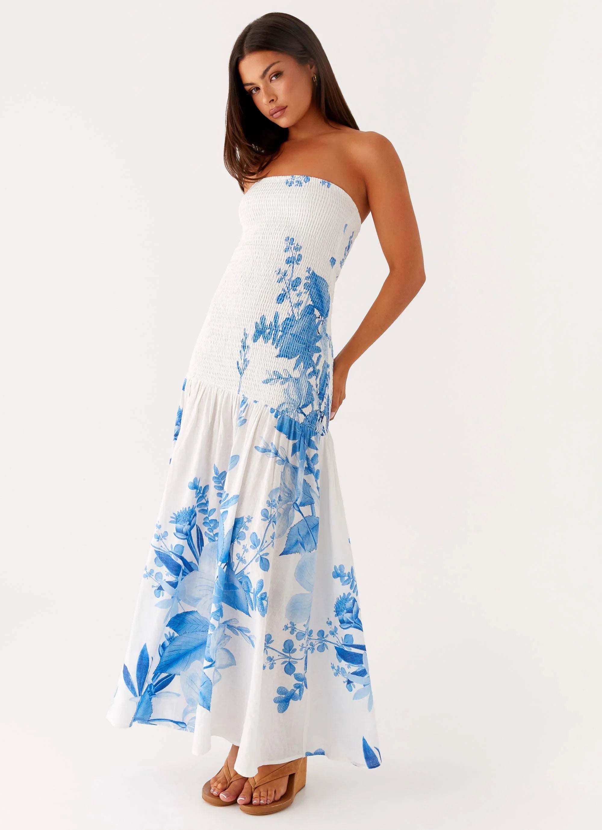 Rebecca Maxi Dress Blue Floral Print