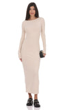 Ribbed Open Back Maxi Dress in Cream