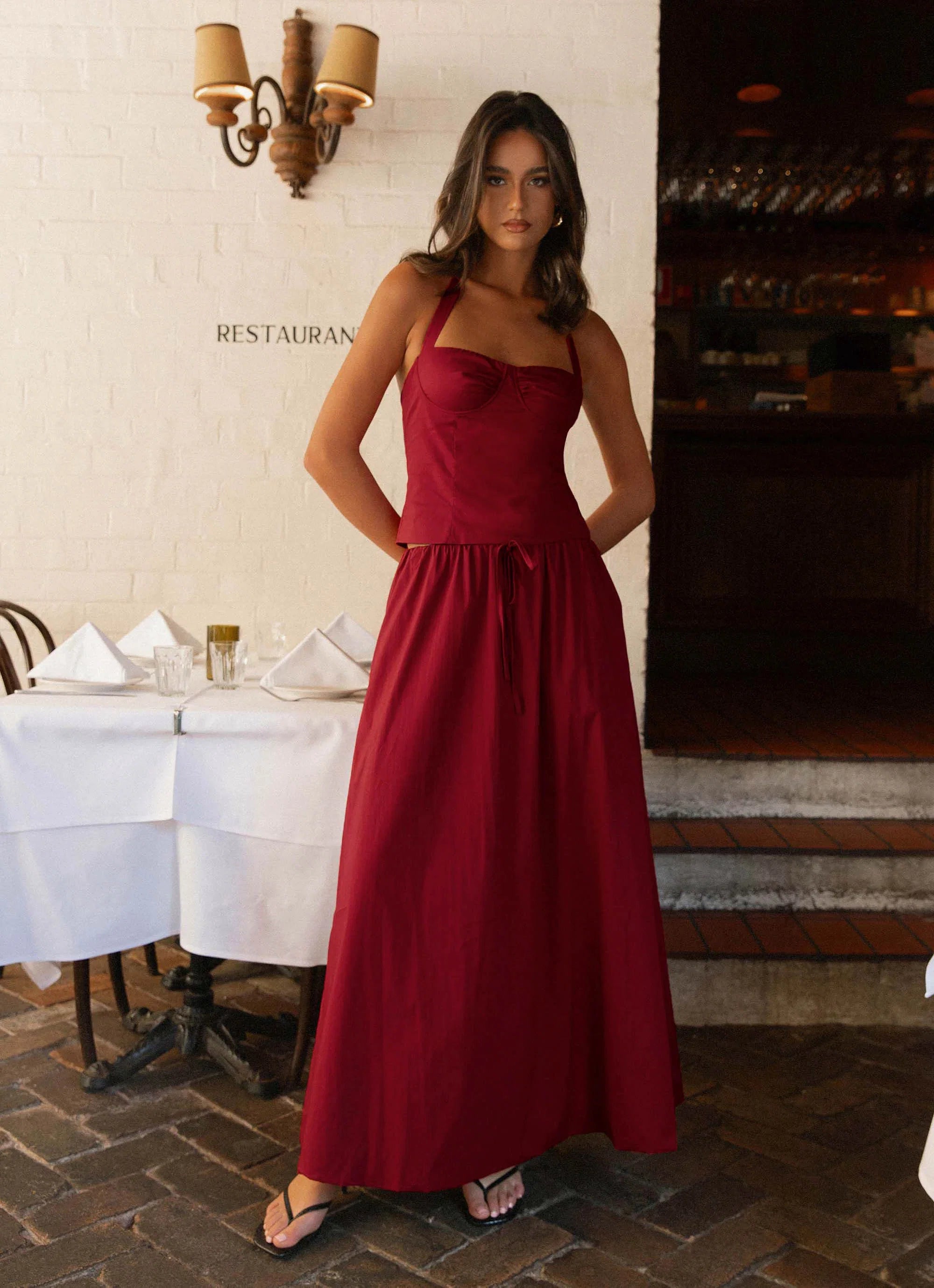 Cheryl Bustier Halter Top Cherry Red