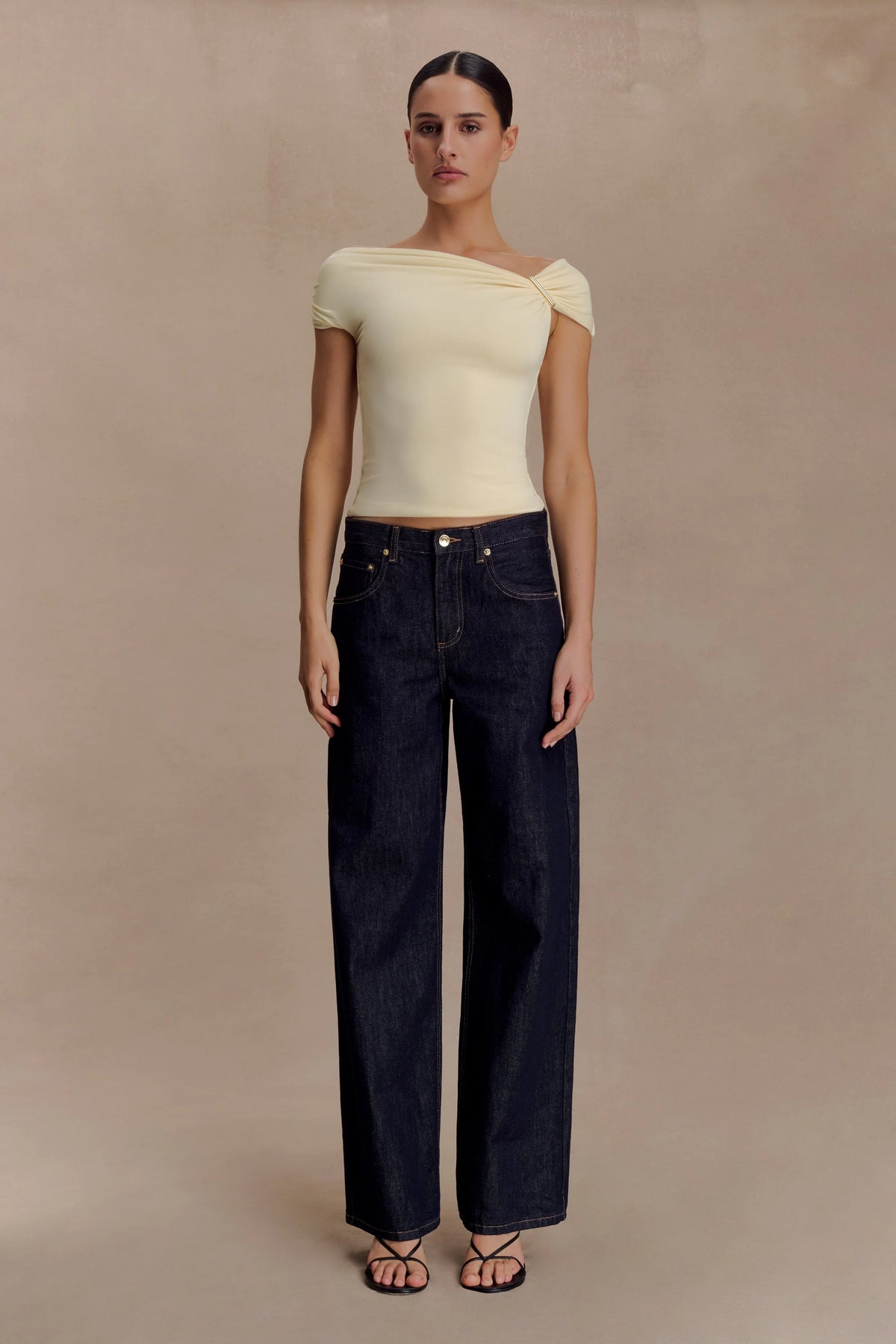 Kinsley Slinky Top With Hardware Pale Lemon