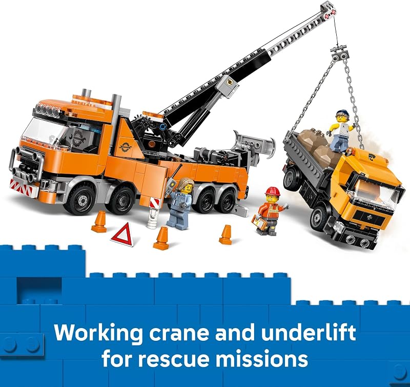 LEGO City Heavy Duty Recovery Tow Truck with Crane Building Toy Dump Tow Truck Toys for Boys Girls Ages 8 Pretend Play Set for Kids Gift Idea for Birthdays Holidays 60467