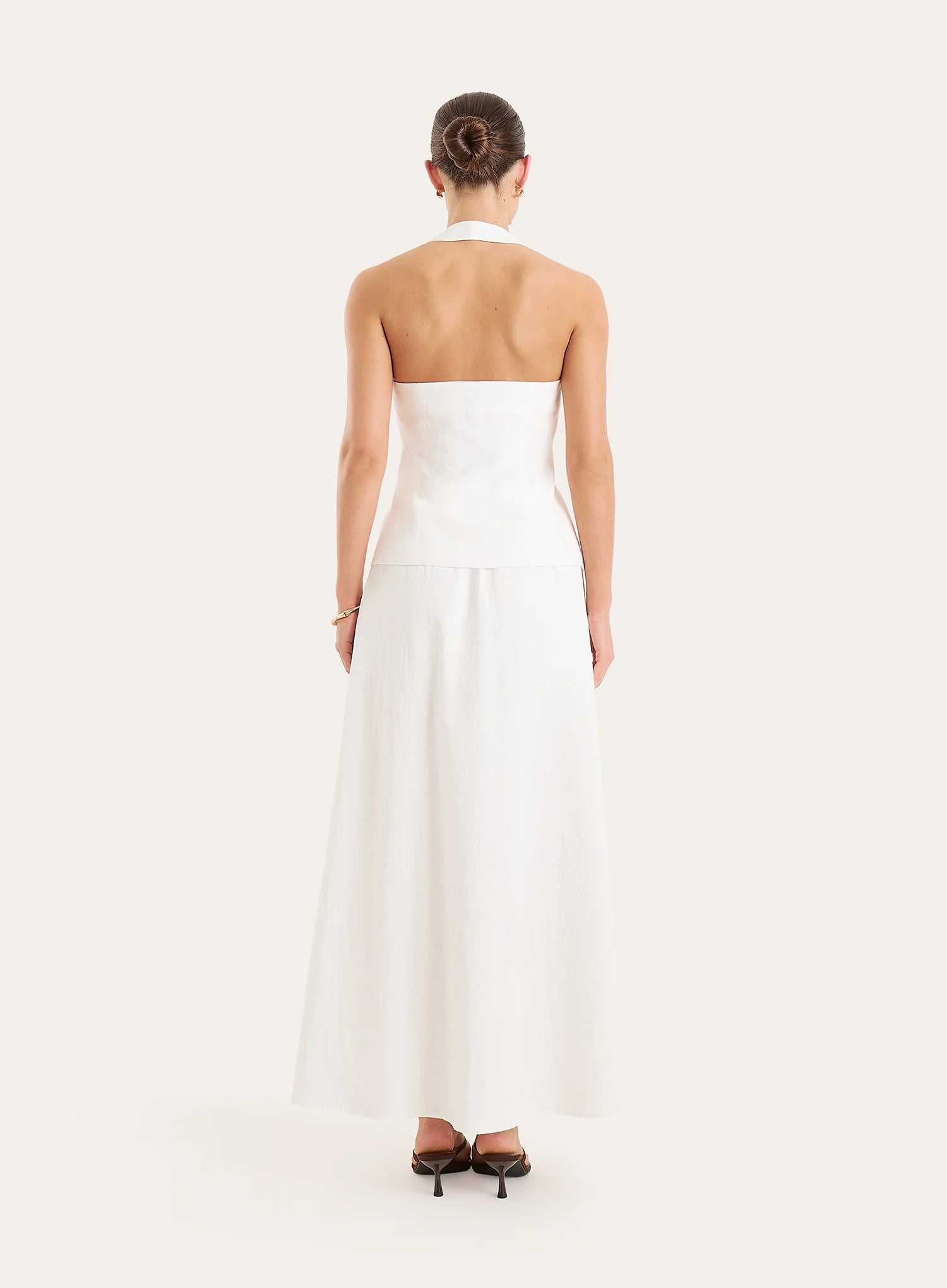 White Cotton Floaty A line Maxi Skirt