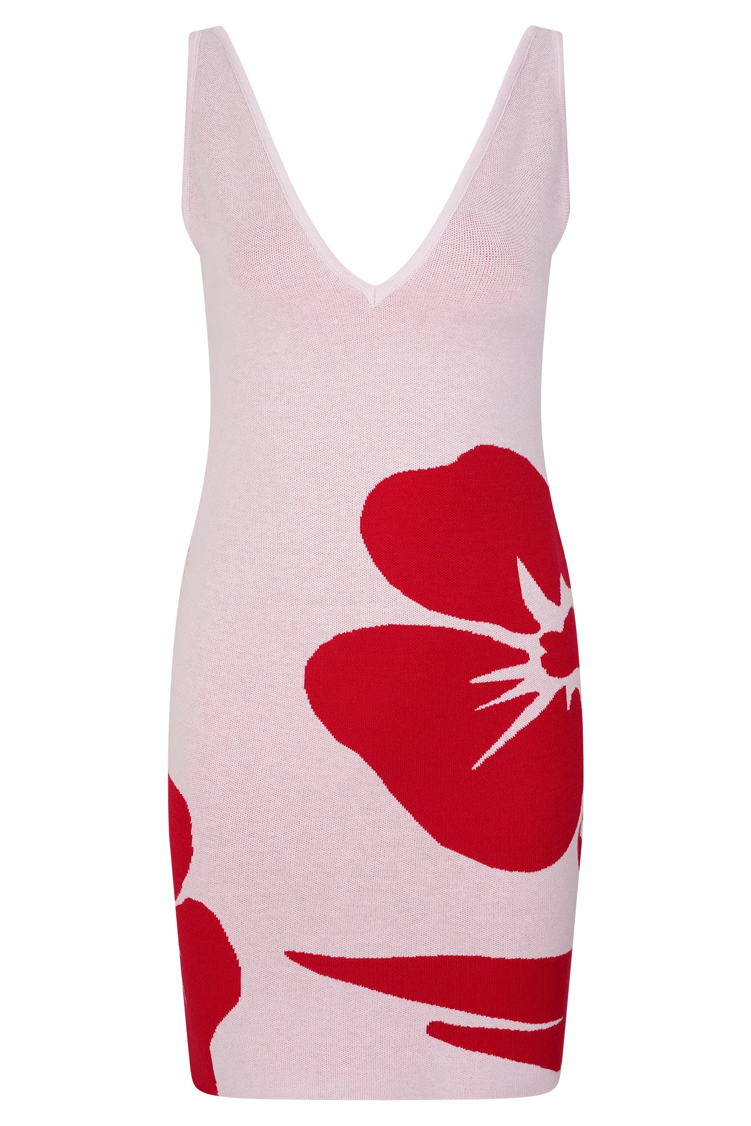 Dorothy Knit Print Mini Dress Red Deco Fleur Print