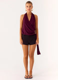 Teaha Wrap Top Plum
