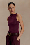 Hadleigh Sleeveless Slinky Top Burgundy