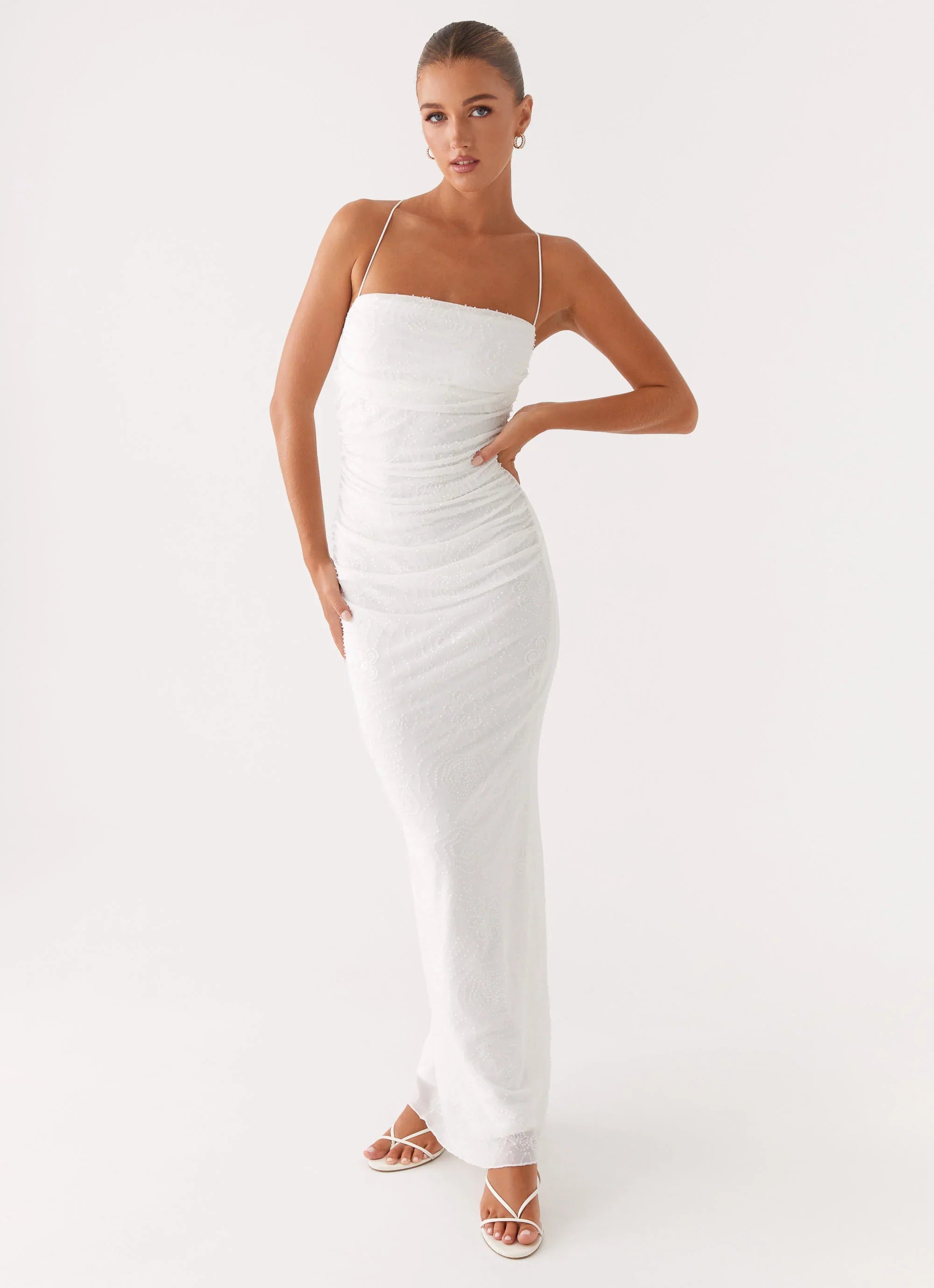 Paxton Beaded Maxi Dress White