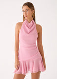 Kellsa Cowl Neck Mini Dress Pink