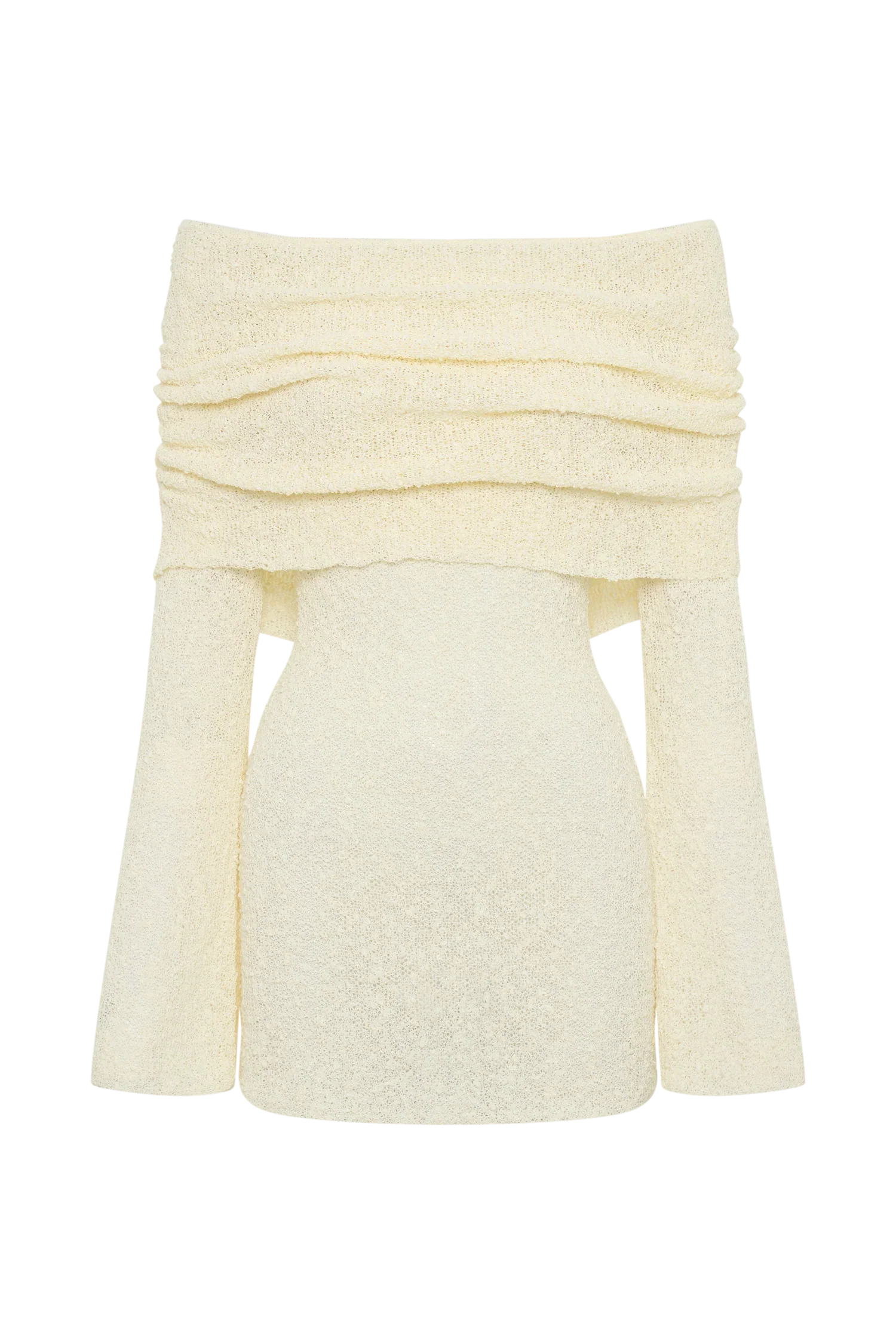 Marisol Off Shoulder Boucle Mini Dress Ivory