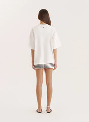 Cream Capri Slogan Oversized T Shirt