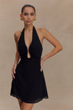 Malakhai Chiffon Halter Mini Dress Black