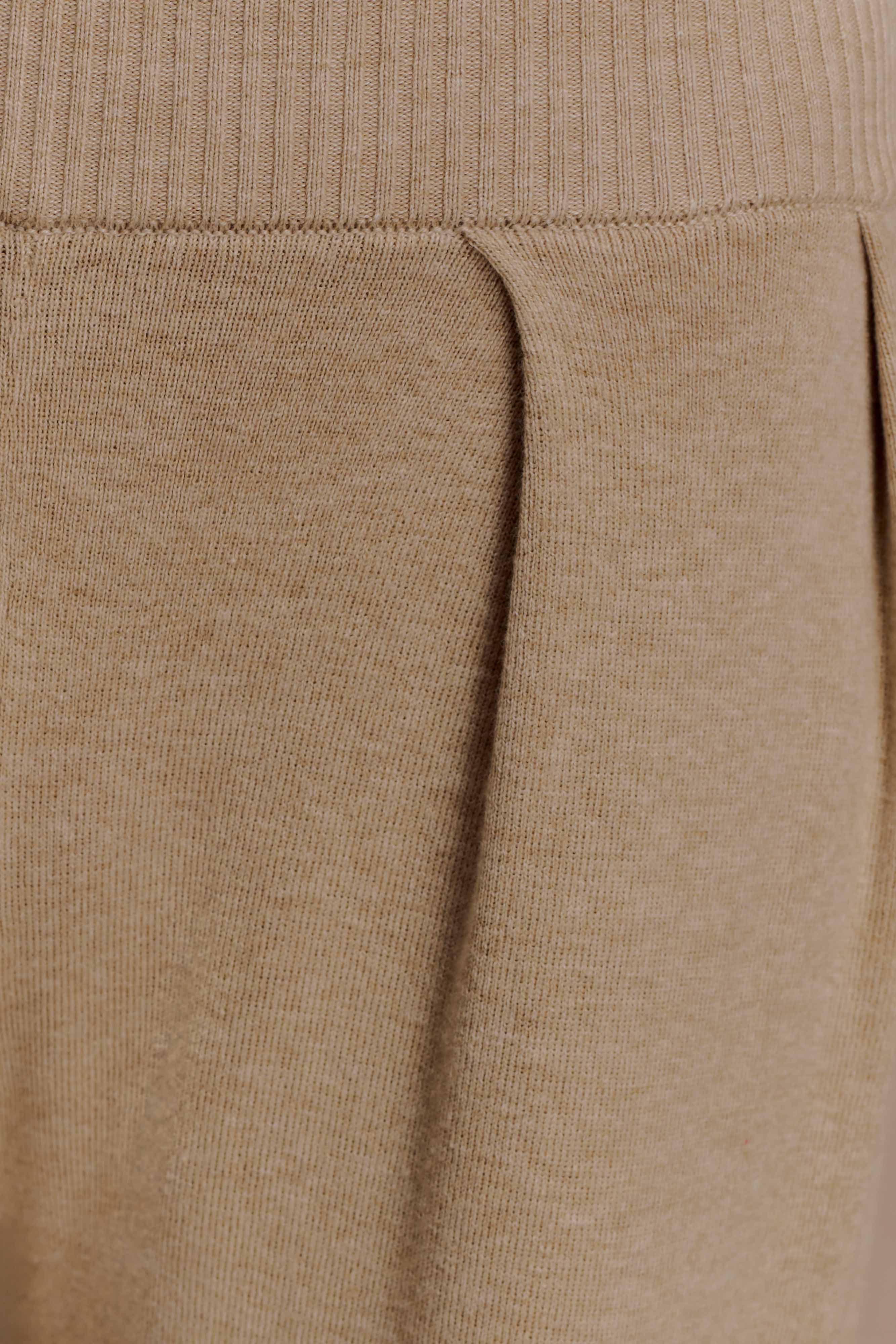 Frannie Gathered Silk Blend Knit Pants Sand