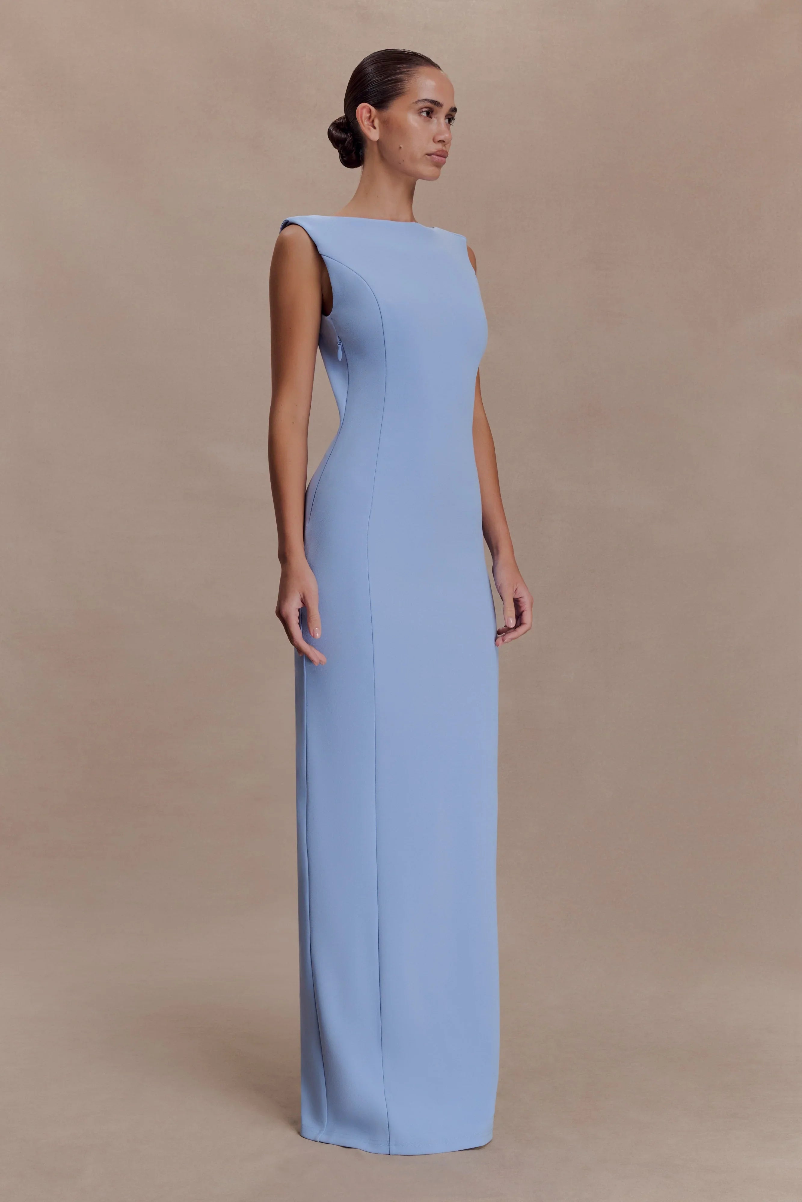 Galilea Crepe Draped Maxi Dress Cornflower Blue