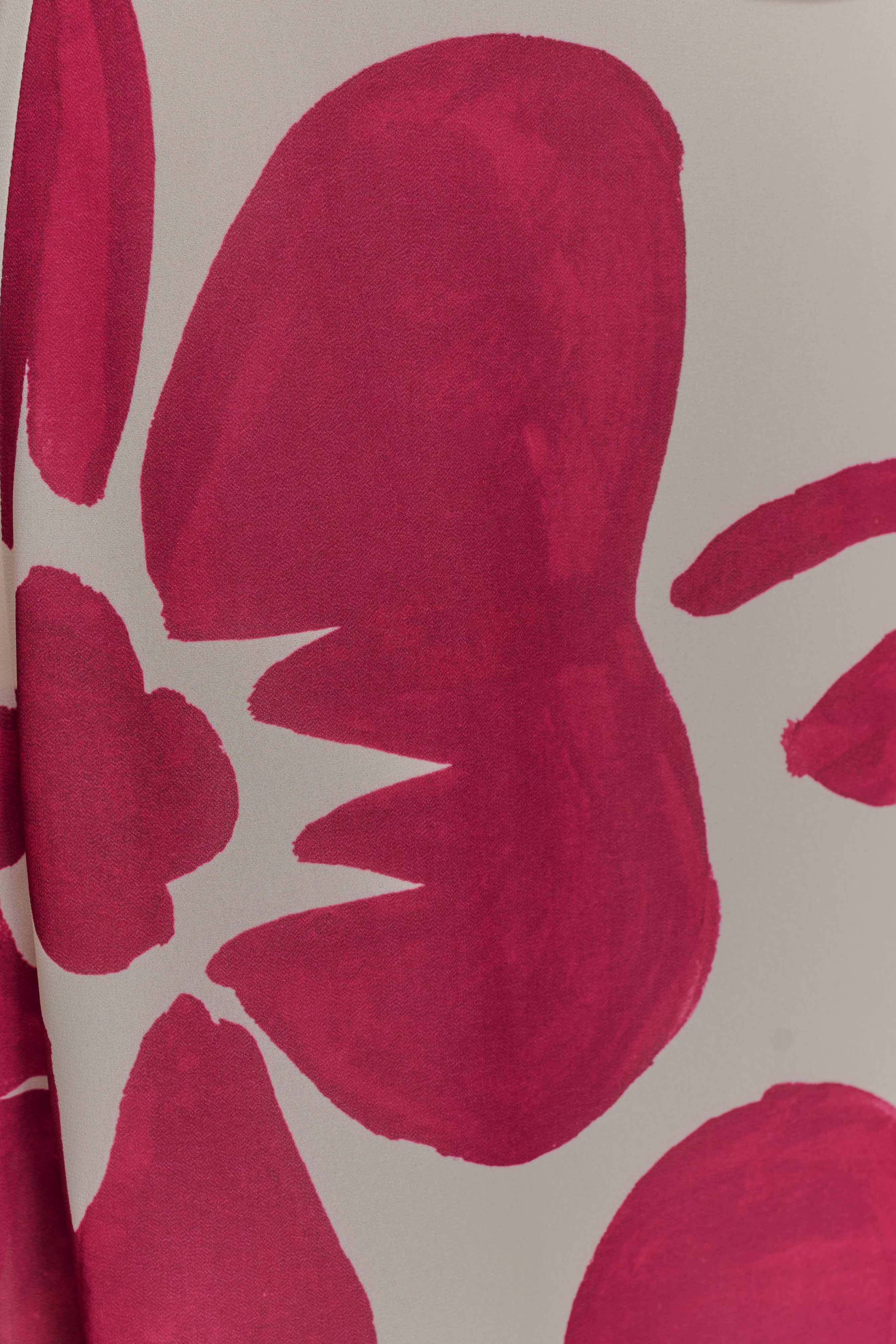 Katalina Chiffon Cowl Halter Top Red Deco Fleur Print
