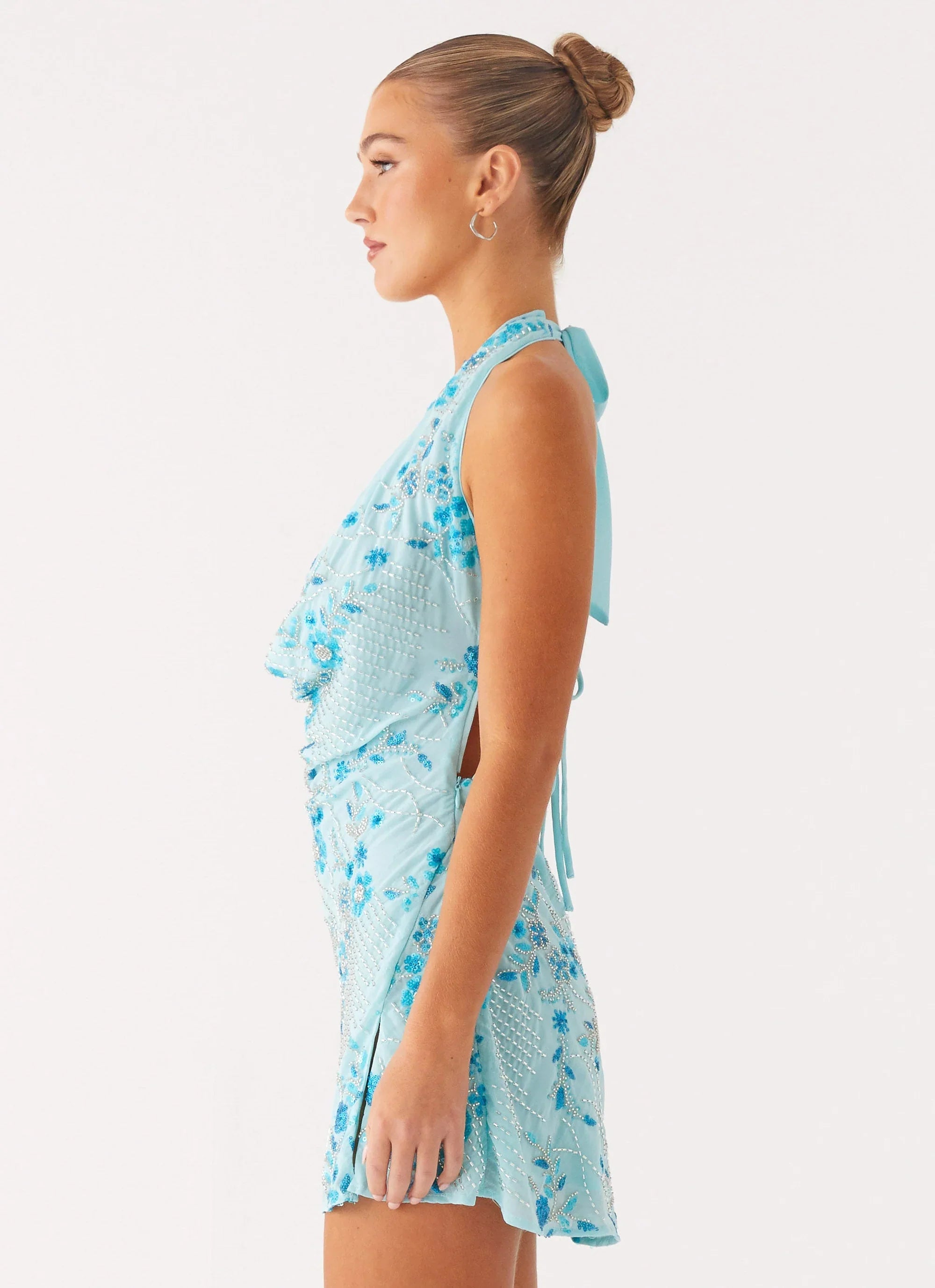 Cinzia Beaded Mini Dress Blue
