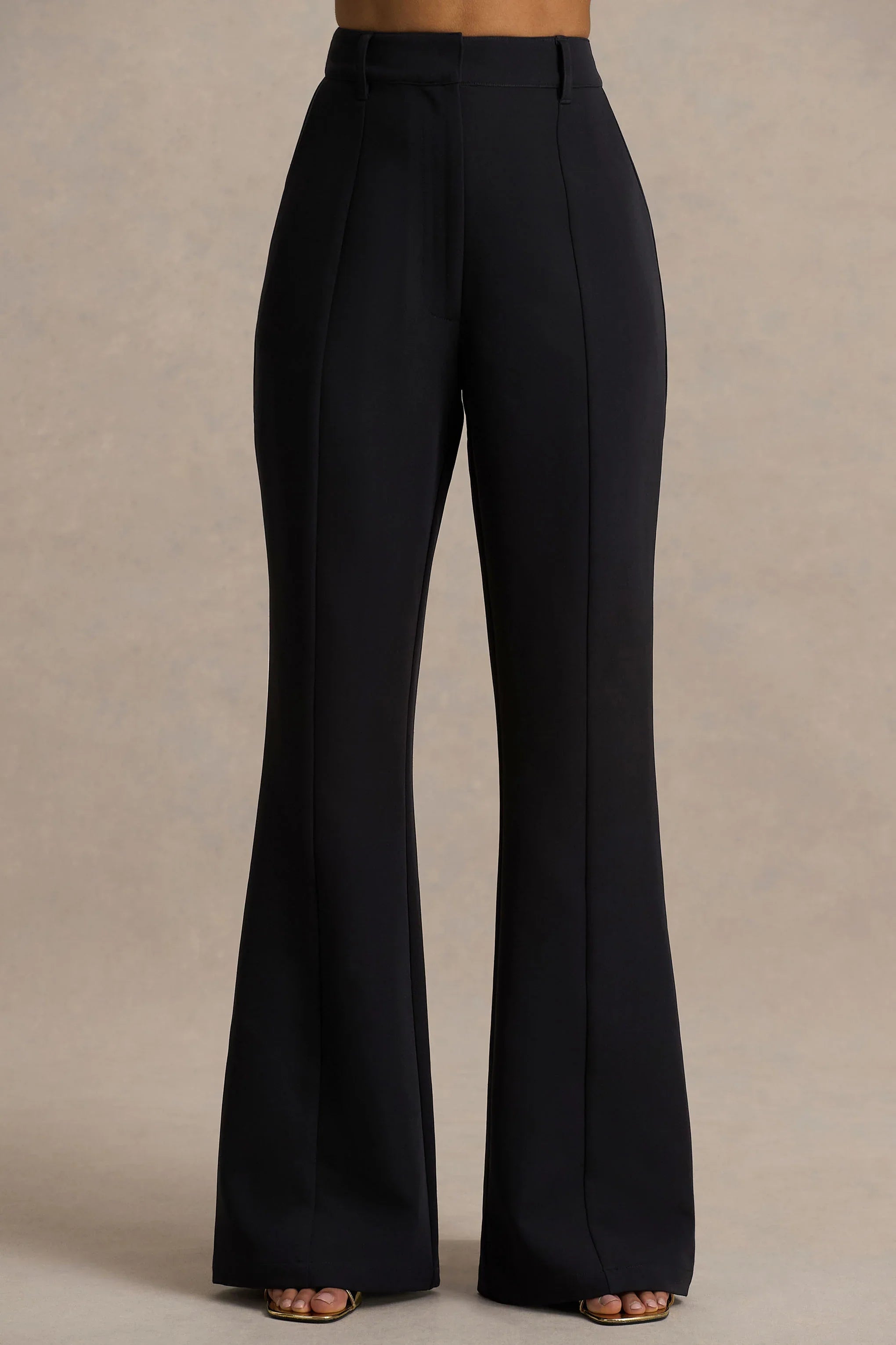Carina Black Flared Leg Tailored Trousers