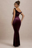 Neeka Port Velvet Twisted Asymmetric Maxi Dress