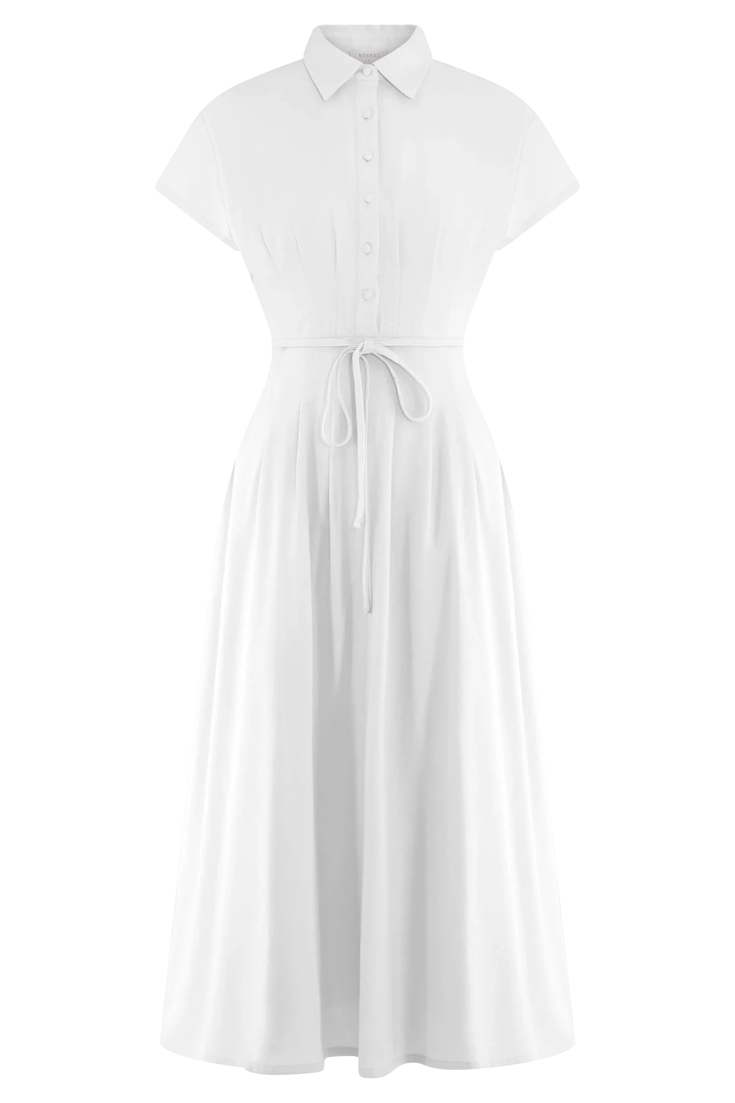 Aysha Buttoned Linen Midi Dress White