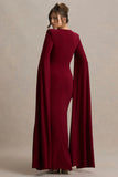Claretta Berry Square Neck Twisted Maxi Dress With Cape Sleeves