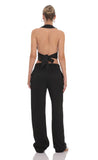 Satin Straight Pants in Black