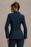 Unbeaten Navy Fitted Corset Blazer Jacket